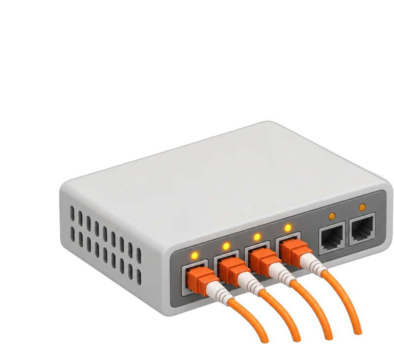 Fiber kablolu ağ anahtarı 3B ikon